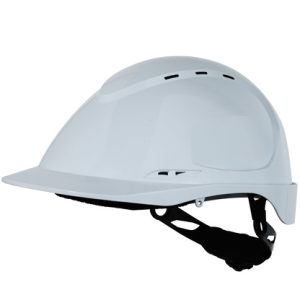 CASQUE BLANC DE CHANTIER AÉRÉ EN A.B.S. SERRAGE CRÉMAILLÈRE