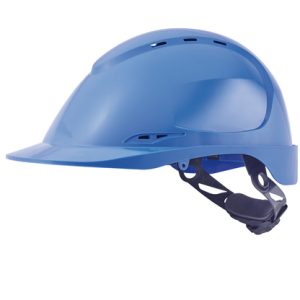 CASQUE BLEU DE CHANTIER AÉRÉ EN A.B.S. SERRAGE CRÉMAILLÈRE