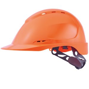 CASQUE ORANGE DE CHANTIER AÉRÉ EN A.B.S. SERRAGE CRÉMAILLÈRE