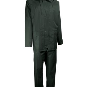 COMPLET DE PLUIE. PVC SOUPLE. SUPPORT POLYESTER. COUTURES ÉTANCHÉES VERT